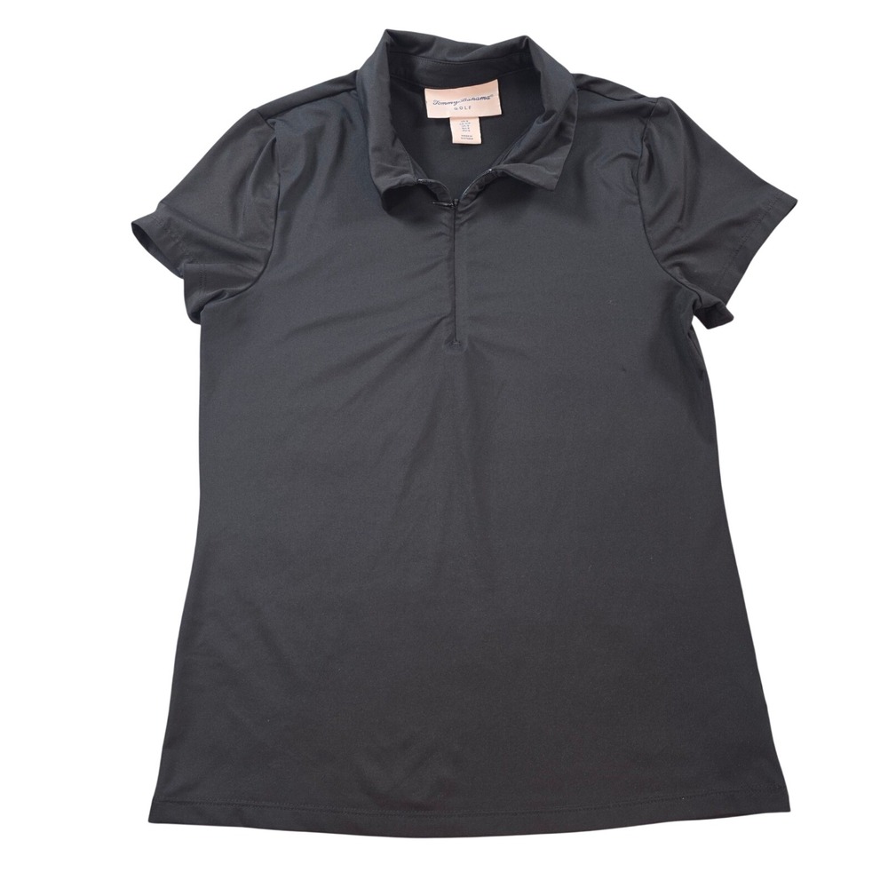 Tommy Bahama Golf Polo Shirt Quarter Zip Stretch Short Sleeve Black Women Small